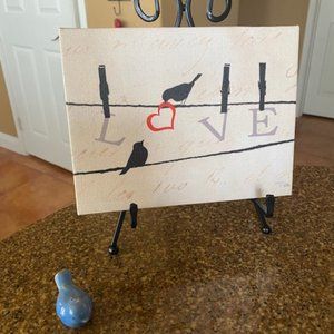 Pela Studio Bird on a Wire LOVE w/Heart Canvas Art